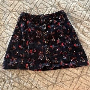 Cute Floral Corduroy Hollister Skirt - Size 0